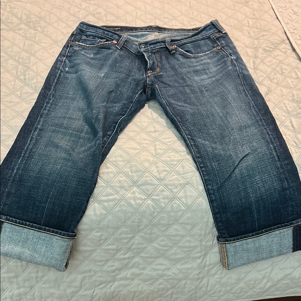 7 For All Mankind Blue Ankle Cropped Jeans